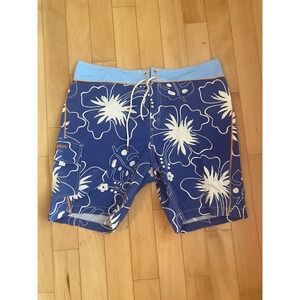 Tommy Bahama Board Shorts Mens 38 Blue Floral Hibiscus Relax Swim Trunks Cargo
